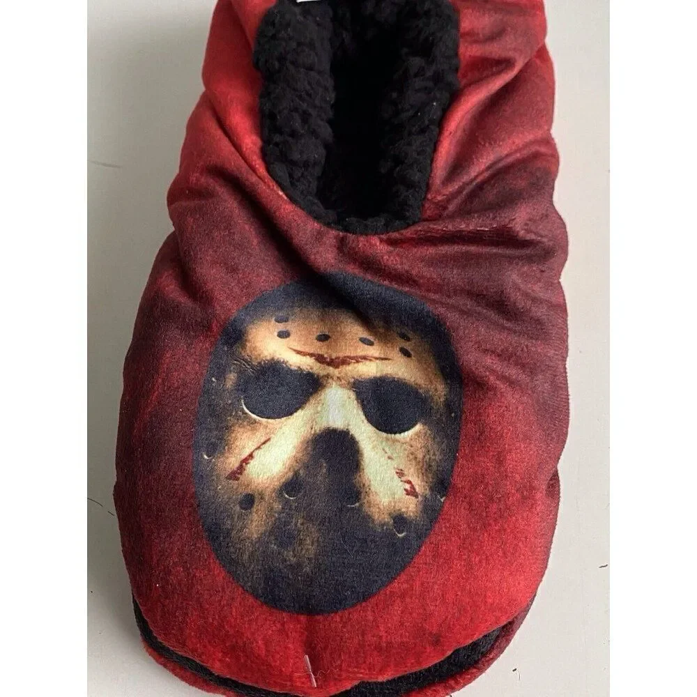 Friday The 13th Jason Voorhees Slippers Fuzzy Socks Cozy Size 6-12 Non‎ Slip NEW